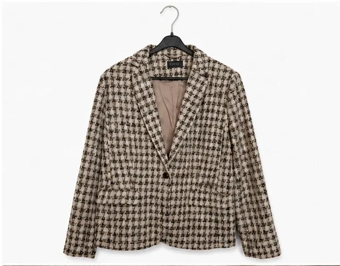 Blazer *** femme pied-de-poule beige et noir - Taille 44